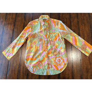 Zara Floral Paisley Button Up Long Sleeve Blouse - Size XS